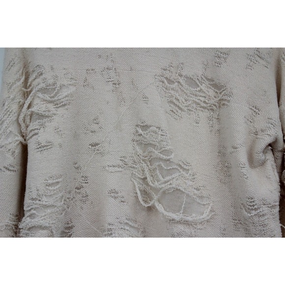 IRO Jeans Sweater Womens‎ XS Cenix Distressed Knit Cropped Frayed Cream - Picture 2 of 7